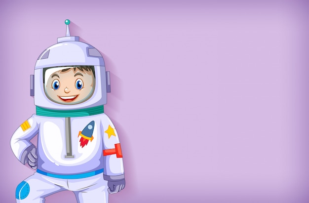 Vector gratuito plantilla de fondo liso con astronauta feliz sonriendo