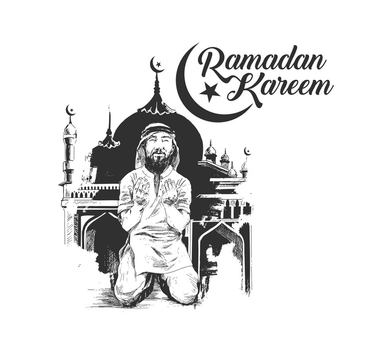 Vector gratuito plantilla de fondo de oración islámica de namaz de hombre musulmán de eid mubarak rezando