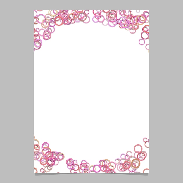 Plantilla de fondo de página de patrón de círculo aleatorio moderno - vector diseño de marco de folleto en blanco con anillos de tonos rosados