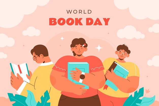 Plantilla de fondo plano para la celebración del día mundial del libro