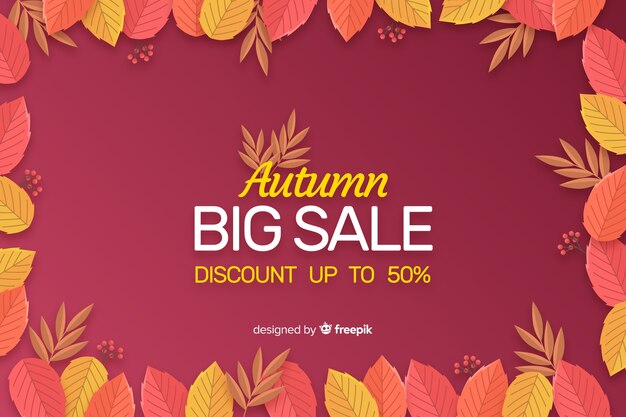 Plantilla de fondo plano de venta de otoño