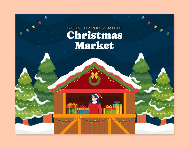 Plantilla de fotocall plana para el mercado de Navidad