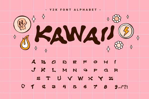 plantilla de fuente de diseño plano y2k