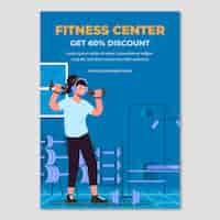 Vector gratuito plantilla de gimnasio de diseño plano