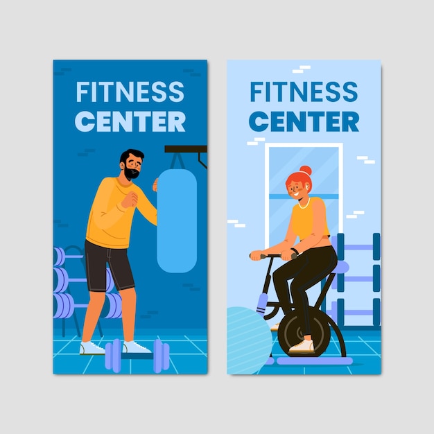 Vector gratuito plantilla de gimnasio de diseño plano