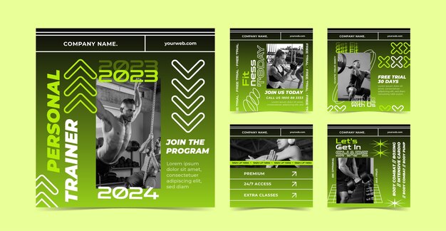 Plantilla de gimnasio de publicación de instagram de diseño plano