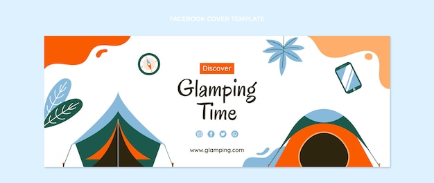 Vector gratuito plantilla de glamping de diseño plano dibujado a mano