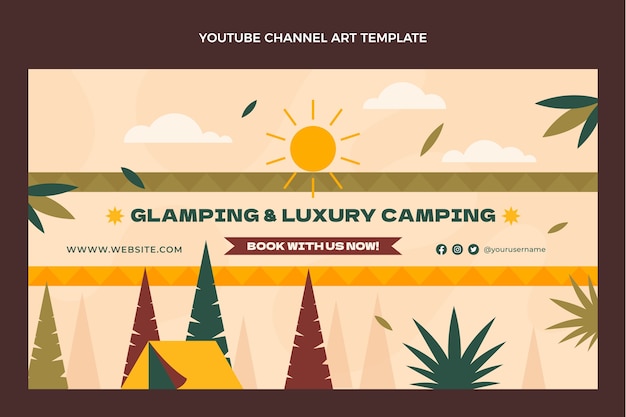 Plantilla de glamping de diseño plano