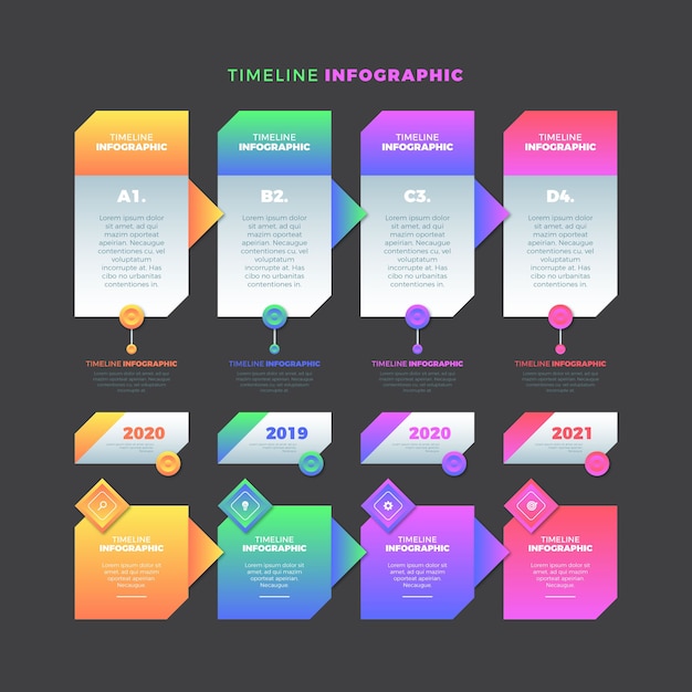 Plantilla de gradiente de infografía de línea de tiempo