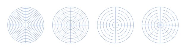 plantilla de gráfico de coordenadas circulares de plano de cuadrícula polar con superposición de gráfico radial