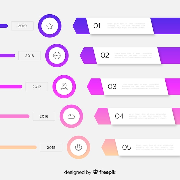 Plantilla de gráfico de pasos de marketing de infografía