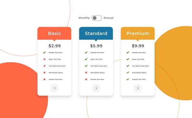 plantilla de gráfico de plan de suscripción de estilo moderno para la aplicación UIUX