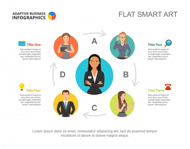 Vector gratuito plantilla de gráfico de proceso de flujo de trabajo de cuatro tareas. datos comerciales elementos abstractos del diagrama