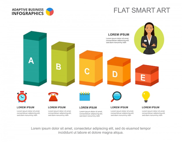 Plantilla de gráfico de proceso de plan de cinco pasos para la presentación