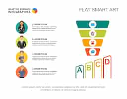 Vector gratuito plantilla de gráfico de proceso de plan de cuatro elementos. datos comerciales elementos abstractos del diagrama