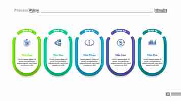 Vector gratuito plantilla de gráfico de proceso de proyecto de cinco pasos para la presentación.