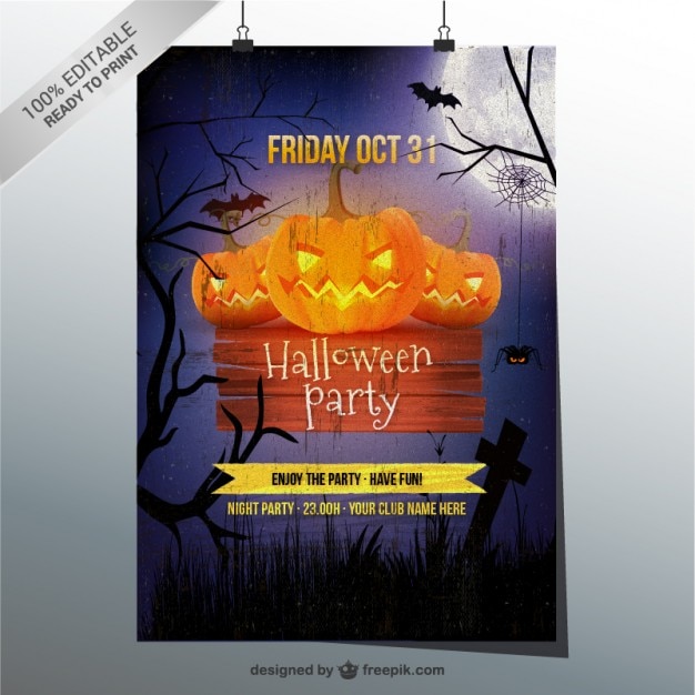 Vector gratuito plantilla grunge para flyer de halloween