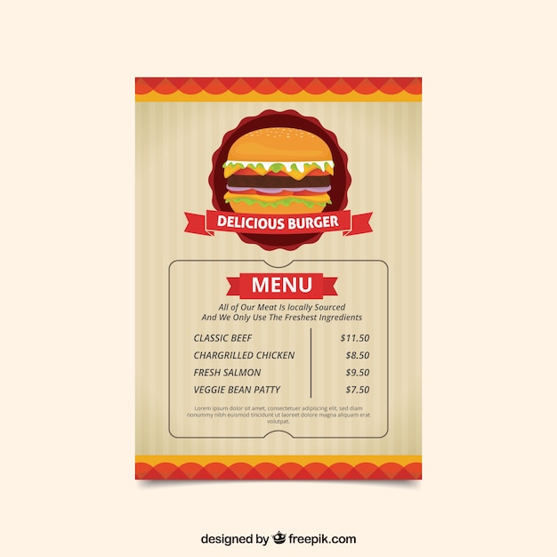 Vector gratuito plantilla de hamburguesería en estilo vintage