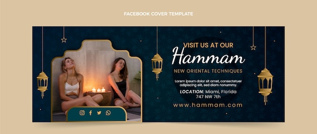 Vector gratuito plantilla de hammam de diseño plano dibujado a mano