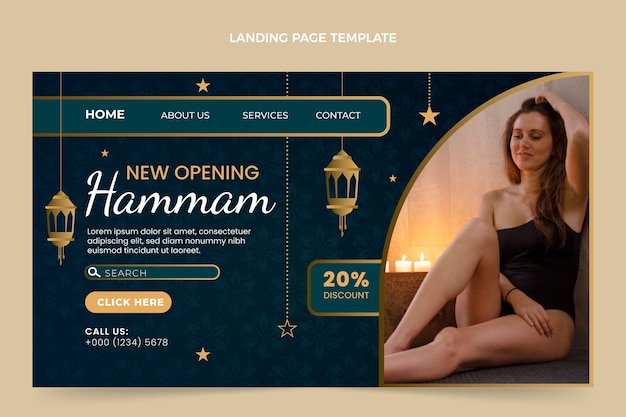 Vector gratuito plantilla de hammam de diseño plano dibujado a mano