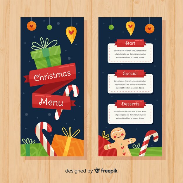 Plantilla hermosa de menú de navidad