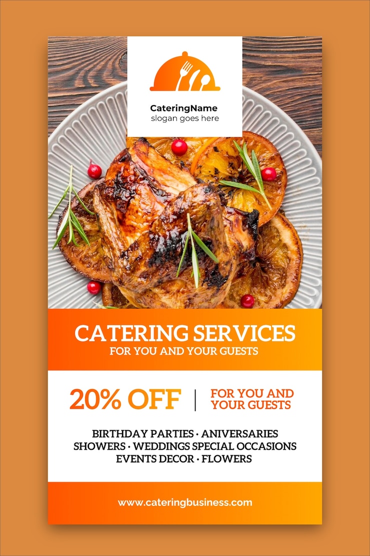 Vector gratuito plantilla de historia de instagram de catering brillante y gradiente