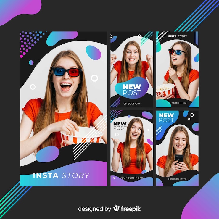 Vector gratuito plantilla de historias abstractas de instagram de mmemphis