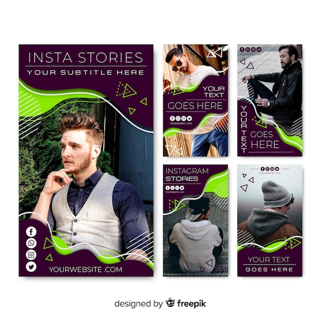 Vector gratuito plantilla de historias abstractas de instagram