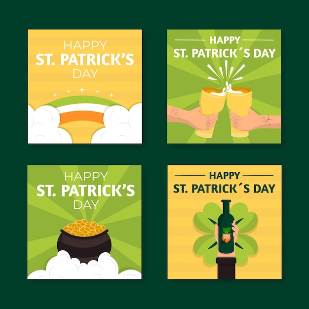 Vector gratuito plantilla de historias de diseño plano del día de san patricio