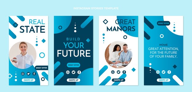 Plantilla de historias de instagram de bienes raíces degradado