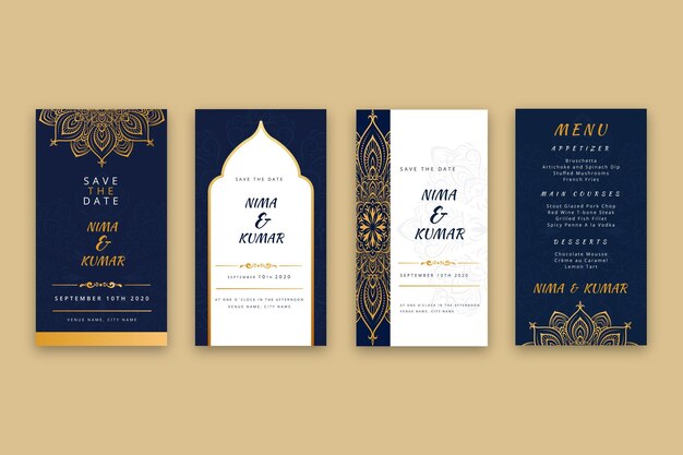 Plantilla de historias de instagram de boda india
