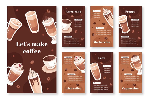 Plantilla de historias de instagram de cafetería