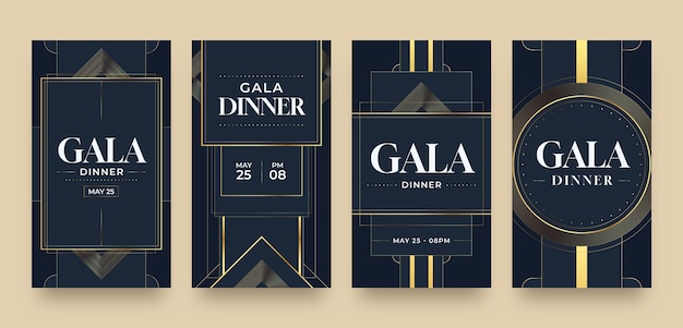 Vector gratuito plantilla de historias de instagram de cena de gala de lujo