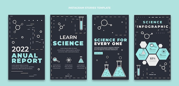 Plantilla de historias de instagram de ciencia de estilo plano