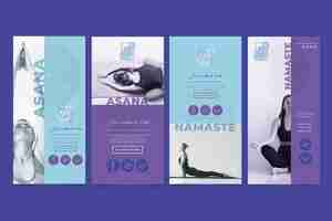 Vector gratuito plantilla de historias de instagram de clases de yoga