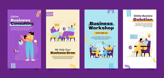 Plantilla de historias de instagram de consultoría de diseño plano