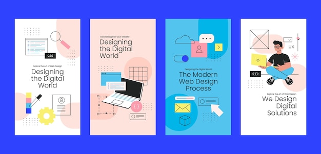 Plantilla de historias de instagram de diseño web