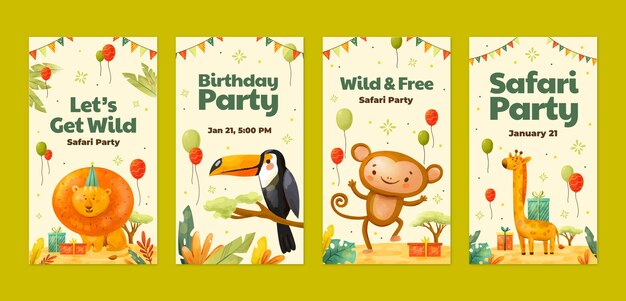Plantilla de historias de instagram de fiesta safari
