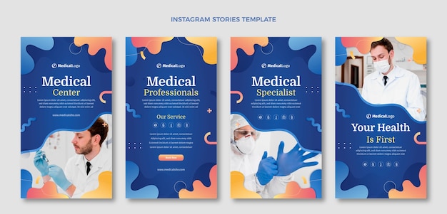 Vector gratuito plantilla de historias de instagram médicas gradiente