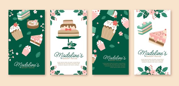 Plantilla de historias de instagram de panadería dibujada a mano