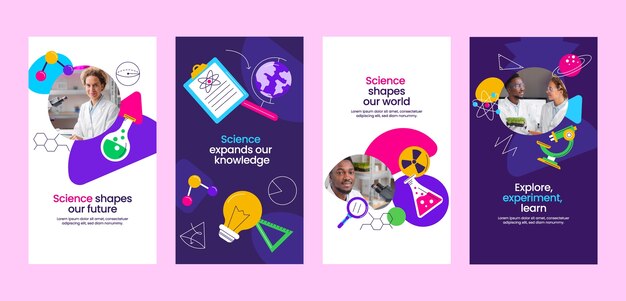 Plantilla de historias de instagram de proyecto científico