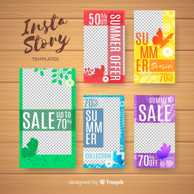 Plantilla de historias de instagram de rebajas de verano