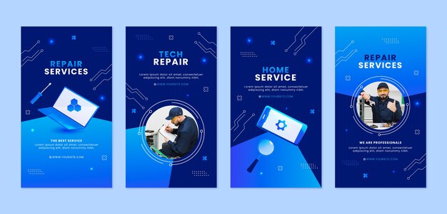 Plantilla de historias de instagram de reparación de tecnología
