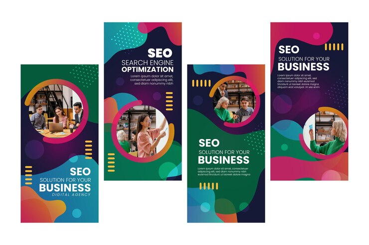 Vector gratuito plantilla de historias de instagram seo