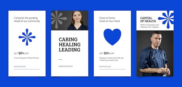 Vector gratuito plantilla de historias de instagram de servicios hospitalarios de diseño plano