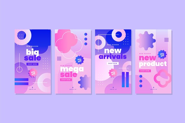 Plantilla de historias de instagram de ventas abstractas gradiente