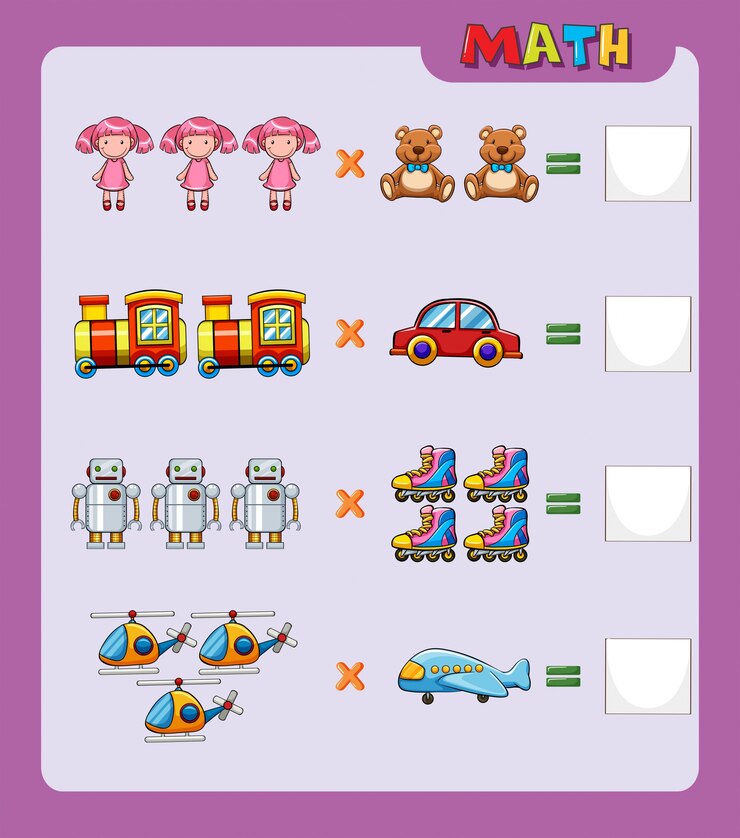Vector gratuito plantilla de hoja de trabajo para una fácil multiplicación