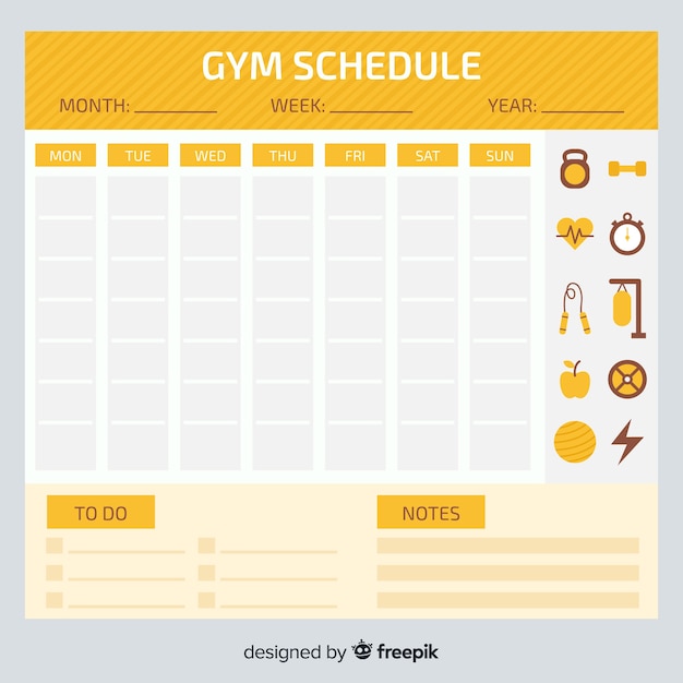 Vector gratuito plantilla de horario de entrenamiento