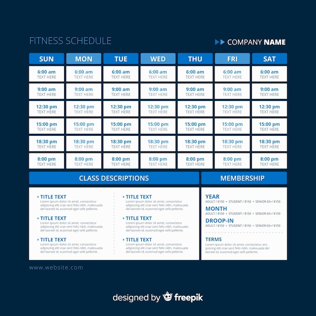 Plantilla de horario de entrenamiento