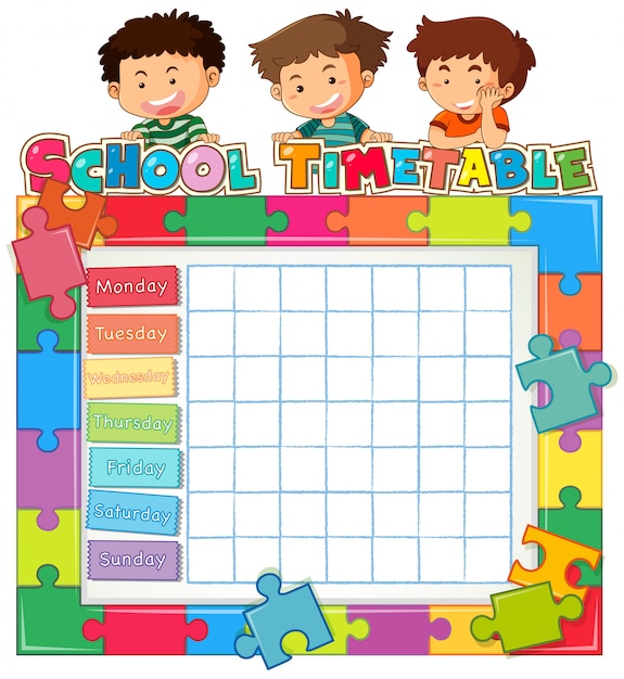 Vector gratuito plantilla de horario escolar